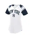 Starter Women's White/navy New York Yankees Game On Notch Neck Raglan T-shirt In White,navy