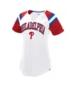 Starter Women's White/red Philadelphia Phillies Game On Notch Neck Raglan T-shirt In White,red