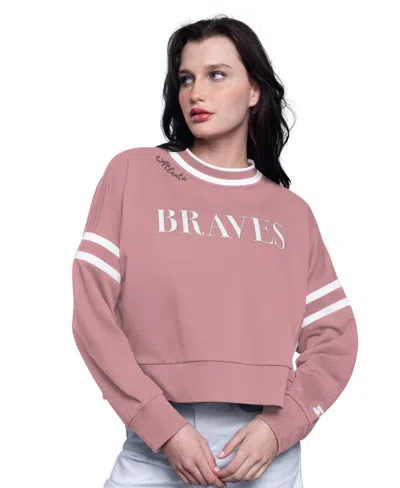 Starter Women'sâ Pink Atlanta Braves Power Play Cropped Pullover Sweatshirt