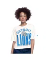 Starter Women's Cream Detroit Lions Throwback Play The Ball Boxy Cropped T-shirt