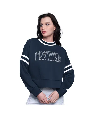 Starter Women's Navy Florida Panthers Power Play Cropped Pullover Sweatshirt
