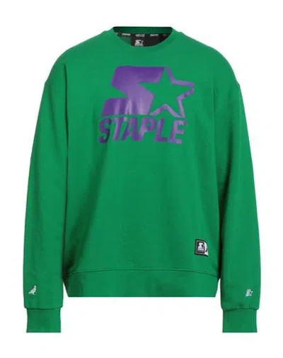 Starter X Staple Man Sweatshirt Green Size L Cotton, Polyester