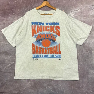 Pre-owned Starter X Vintage 90's Gray Starter New York Knicks Graphic Shirt Xl 3326
