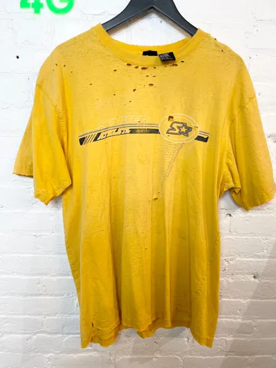 Pre-owned Starter X Vintage 90's Thrashed Starter T Shirt Oversize Baggy Xl In Yellow