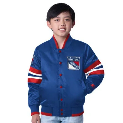 Starter Kids' Youth   Blue/red New York Rangers Scout 1 Full-snap Varsity Jacket
