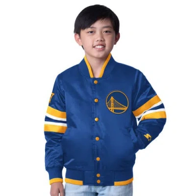 Starter Kids' Youth  Royal Golden State Warriors Scout Varsity Full-snap Jacket In Blue
