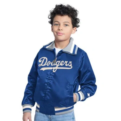 Starter Kids' Youth   Royal Los Angeles Dodgers The Captain Jr. Cooperstown Collection Full-zip Varsity Jac In Blue