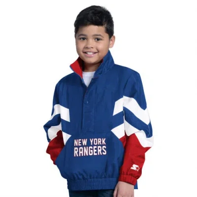 Starter Kids' Youth Royal New York Rangers Prospect Half-zip Pullover Top In Blue
