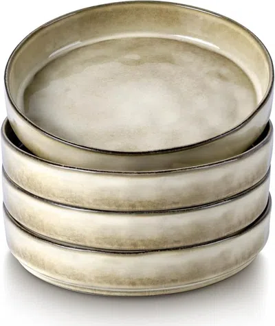 Star-ware Pasta Bowls, 8.25'' Large Bowl Sets Of 4, Stoneware Round Shallow Dinner Plates For Meal, Ceramic Sa In Multi