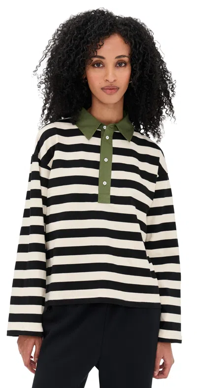 State & Lake Bobbi Polo Black/ivory In Multi