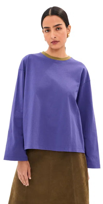 State & Lake Bobbi Ringer Tee Cobalt/olive In Blue