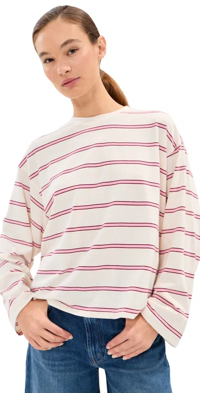 State & Lake Bobbi Stripe Tee Cream/pink In Neutral