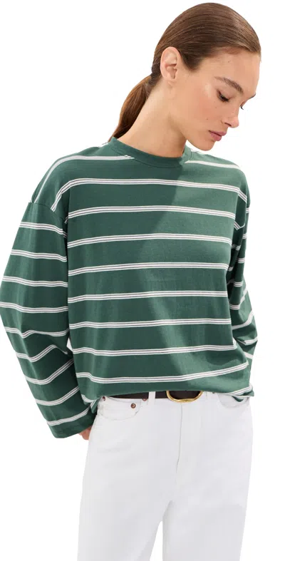 State & Lake Bobbi Stripe Tee Garden/ballet In Green