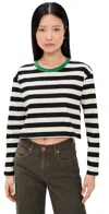 State & Lake Cricket Striped Tee Black/ivory In Black