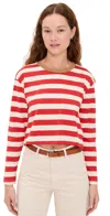 State & Lake Cricket Striped Tee Red/ivory In Red