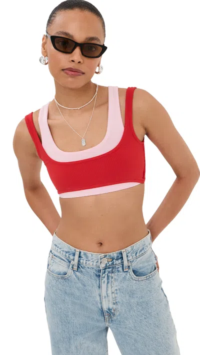 State & Lake Jane Bralette Pink/red In Multi