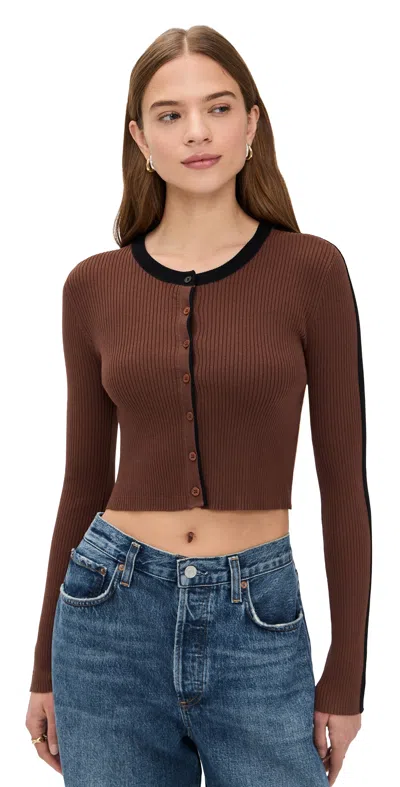 State & Lake Kaia Cardigan Chocolate/black