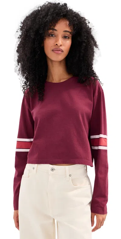State & Lake Long Sleeve Baller Tee Burgundy