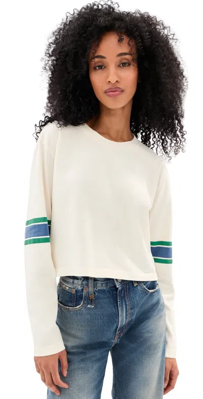 State & Lake Long Sleeve Baller Tee Cream/blue In Multi