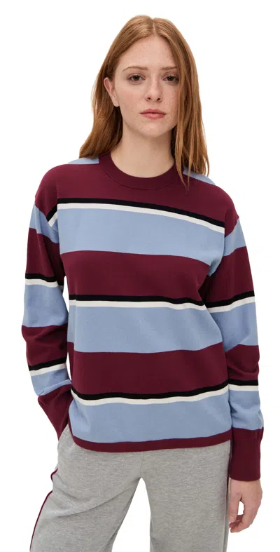 State & Lake Nia Rugby Sweater Burgundy/blue In Multi