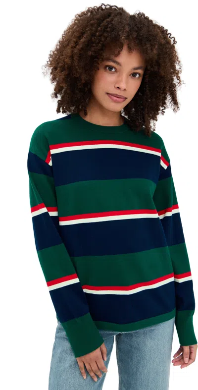 State & Lake Nia Rugby Sweater Green/navy In Multi