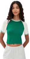 State & Lake Raglan Baseball Tee Green/white In Multi