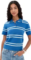 State & Lake Short Sleeve Striped Polo Cobalt/white In Blue