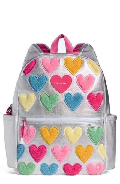 State Bags Kids' Kane Fuzzy Hearts Backpack In Gray