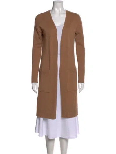 Pre-owned State Cashmere Cashmere Open Front Sweater In Brown