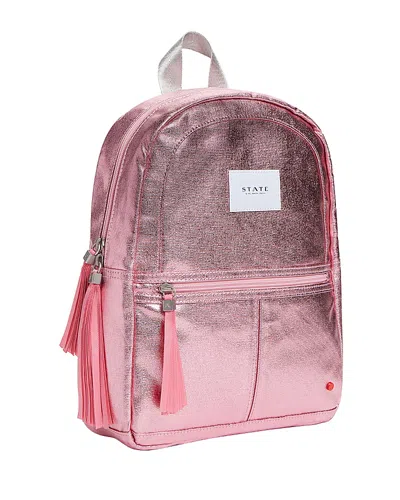 State Kane Kids Mini Metallic Backpack In Pink/silver