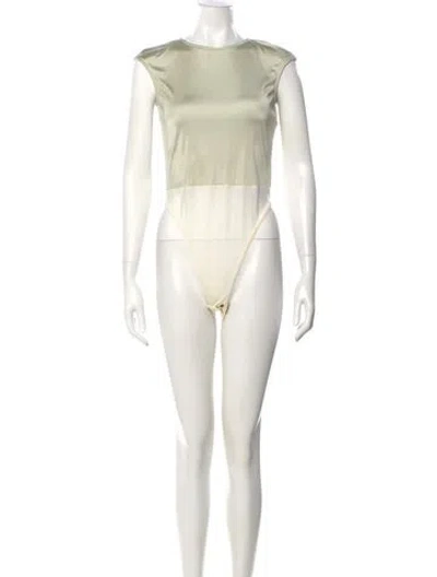 Pre-owned State Of Claude Montana Crew Neck Short Sleeve Bodysuit In Neutral