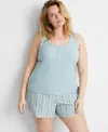 STATE OF DAY PLUS SIZE STRIPED POPLIN BOXER SLEEP SHORTS, CREATED FOR MACY'S