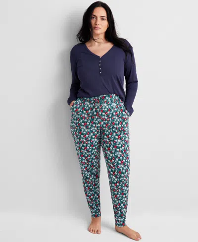 State Of Day Printed Jogger Pajama Pants Xs-3x, Created For Macy's In Whimsical Floral
