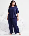 State Of Day Ribbed-knit Pajama Set Xs-3x, Created For Macy's In Navy Blaze