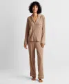 State Of Day Women's 2-pc. Packaged Ribbed Notched-collar Pajamas Set Xs-3x, Created For Macy's In Cave