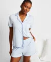 State Of Day Women's 2-pc. Short-sleeve Notched-collar Pajama Set Xs-3x, Exclusively At Macy's In Country Air