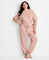State Of Day Women's 2-piece Short-sleeve T-shirt And Joggers Pajama Set, Macy's Exclusive In Pink