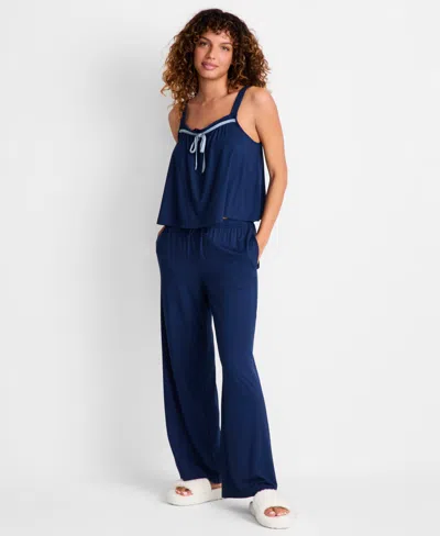 State Of Day Women's 2-piece Sleeveless Top And Pants Sleep Set, Regular And Plus, Macy's Exclusive In Blue