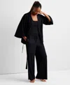 State Of Day Women's 3-piece. Fluid-knit Pajama Set, Created For Macy's In Deep Black