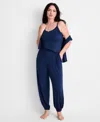 State Of Day Women's 3-piece Long-sleeve Cardigan, Top And Pants Pajama Set, Macy's Exclusive In Blue
