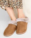 State Of Day Women's Boxed Faux-fur-collar Clog Slippers, Macy's Exclusive In Brown