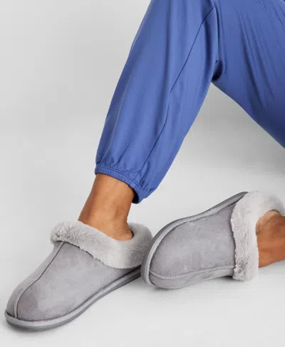 State Of Day Women's Boxed Faux-fur-collar Clog Slippers, Macy's Exclusive In Multi