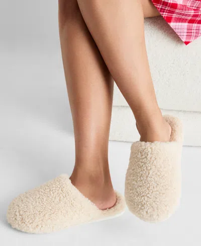 State Of Day Women's Boxed Sherpa Slippers, Created For Macy's In Neutral