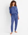 State Of Day Women's Cable Jogger Pajama Set, Xs-3x, Macy's Exclusive In Blue