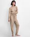 State Of Day Women's Cable Jogger Pajama Set, Xs-3x, Macy's Exclusive In Neutral