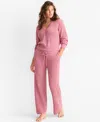 State Of Day Women's Chenille Sweater & Pant Set, Xs-3x, Macy's Exclusive In Pink