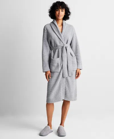 State Of Day Women's Chenille Waffle-knit Robe, Created For Macy's In Chiseled Stone