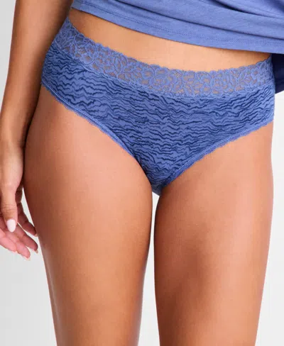 State Of Day Women's Cotton Blend Lace-trim Hipster Underwear, Created For Macy's In Blue