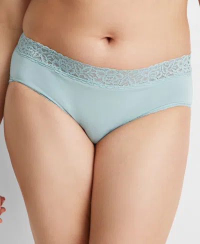State Of Day Women's Cotton Blend Lace-trim Hipster Underwear, Created For Macy's In Gray Mist