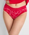 State Of Day Women's Cotton Blend Lace-trim Hipster Underwear, Created For Macy's In Red